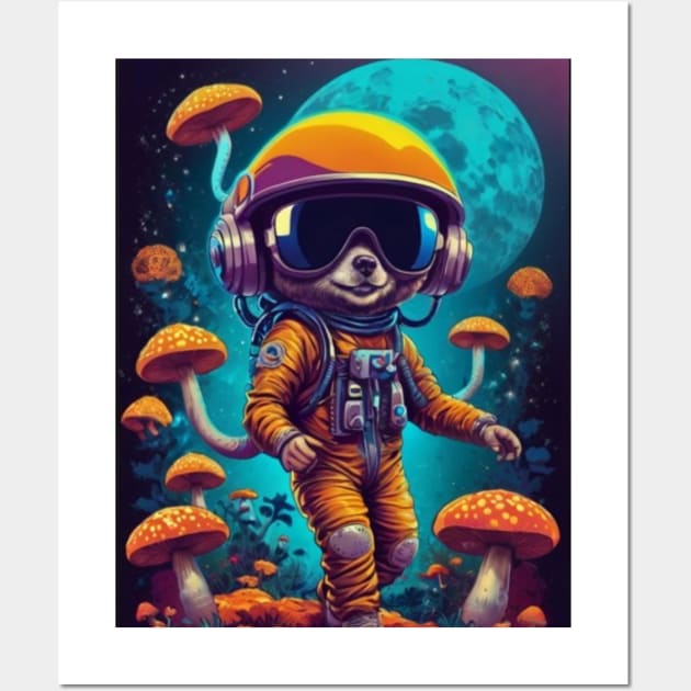 Psychedelic Dj Astronaut - Catsondrugs.com - astronaut, space, stars, galaxy, nasa, cool, planets, funny, universe, astros, astronomy, trippy, surreal, asteroidday, planet Wall Art by catsondrugs.com